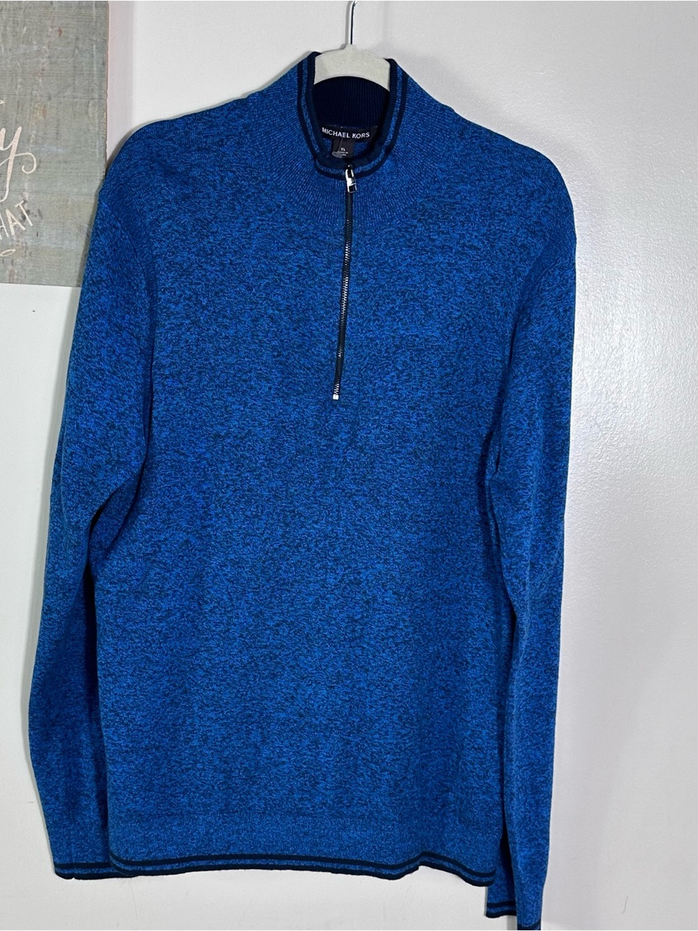 Michael Kors Men's Blue Zip-Neck Sweater
